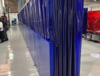 Blue transparent curtain